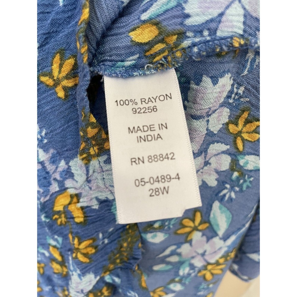 Woman Within Blue Yellow Floral Maxi Button Front Cottage Boho Modest Size 28W - Picture 7 of 9